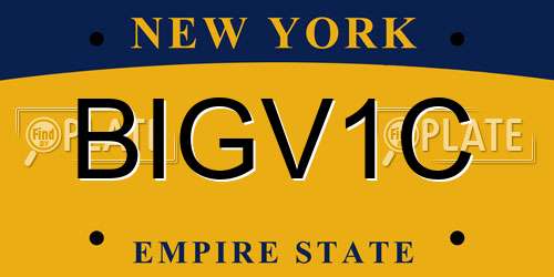 BIGV1C New York License Plate