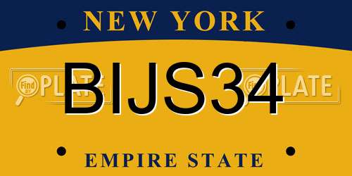 BIJS34 New York License Plate
