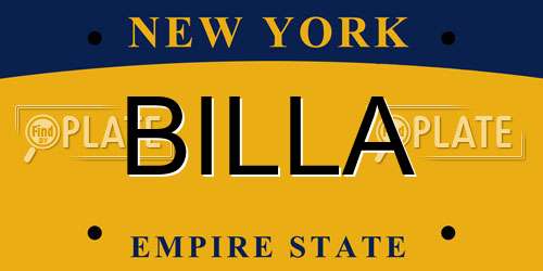 BILLA New York License Plate