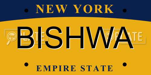 BISHWA New York License Plate