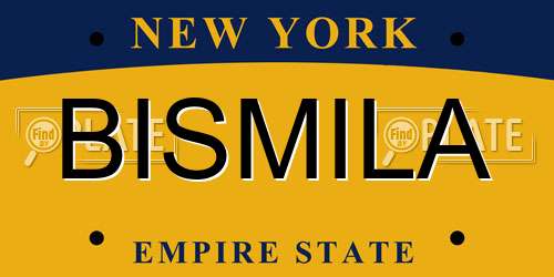 BISMILA New York License Plate