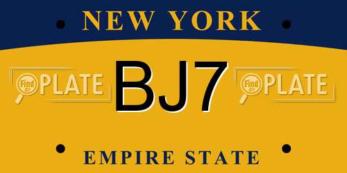 BJ7 New York License Plate
