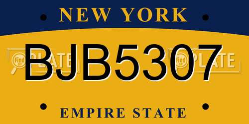BJB5307 New York License Plate