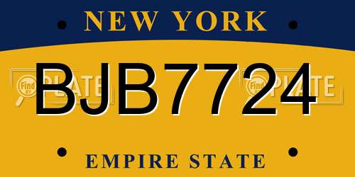 BJB7724 New York License Plate