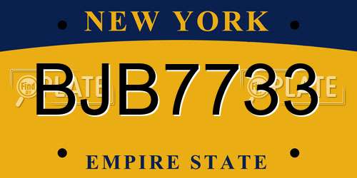 BJB7733 New York License Plate