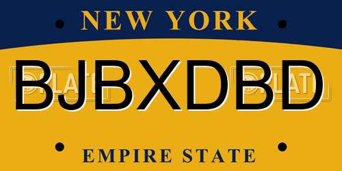 BJBXDBD New York License Plate