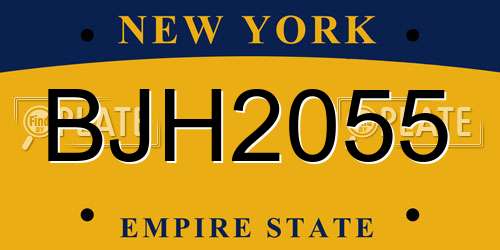 BJH2055 New York License Plate