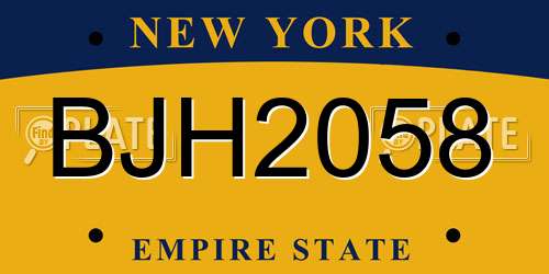 BJH2058 New York License Plate