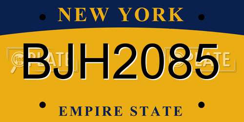 BJH2085 New York License Plate