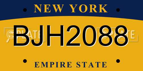 BJH2088 New York License Plate
