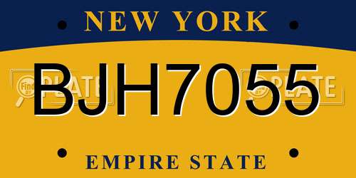 BJH7055 New York License Plate