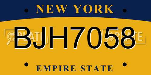 BJH7058 New York License Plate