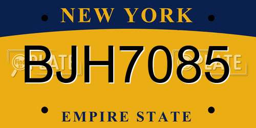 BJH7085 New York License Plate