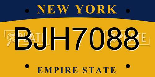 BJH7088 New York License Plate