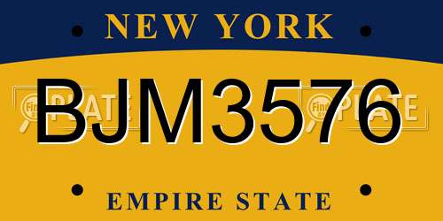 BJM3576 New York License Plate