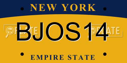 BJOS14 New York License Plate