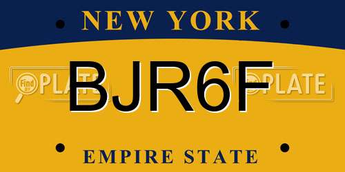 BJR6F New York License Plate