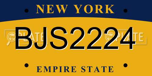 BJS2224 New York License Plate