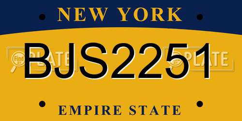 BJS2251 New York License Plate