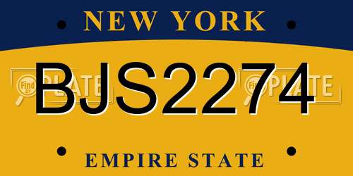BJS2274 New York License Plate
