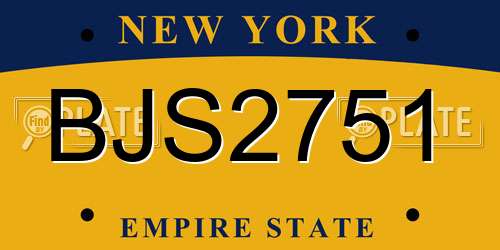 BJS2751 New York License Plate