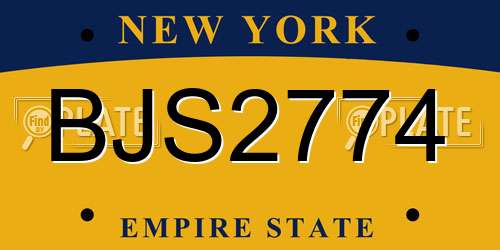 BJS2774 New York License Plate