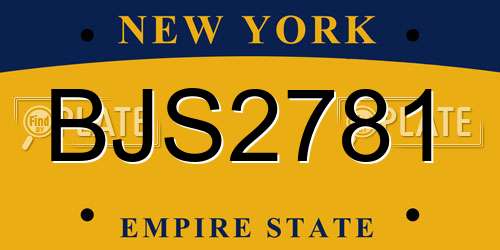 BJS2781 New York License Plate