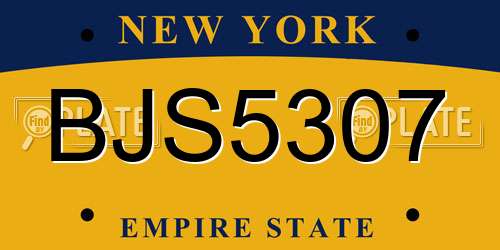 BJS5307 New York License Plate