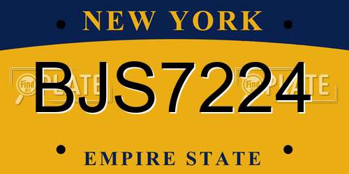 BJS7224 New York License Plate