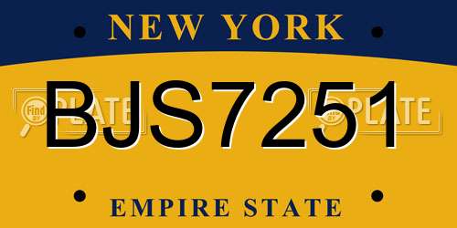 BJS7251 New York License Plate