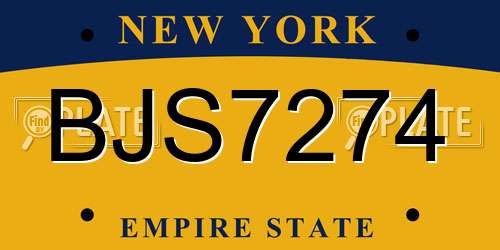 BJS7274 New York License Plate