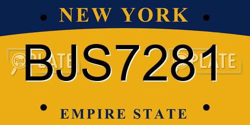 BJS7281 New York License Plate