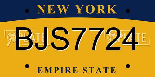 BJS7724 New York License Plate