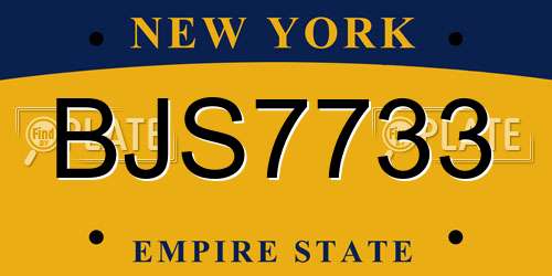 BJS7733 New York License Plate