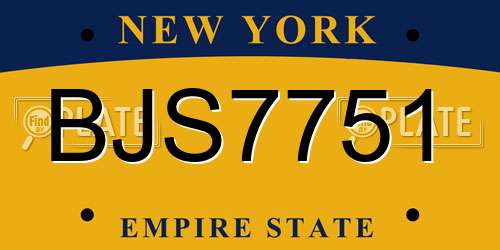 BJS7751 New York License Plate