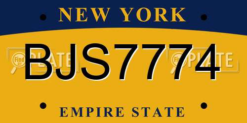BJS7774 New York License Plate