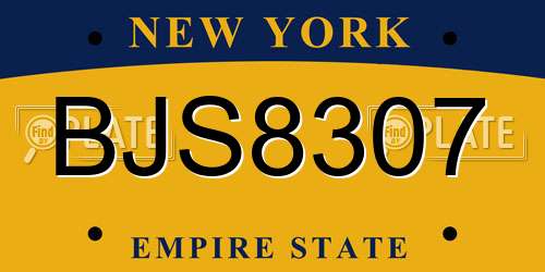 BJS8307 New York License Plate