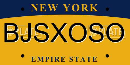 BJSXOSO New York License Plate