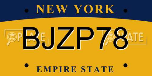 BJZP78 New York License Plate