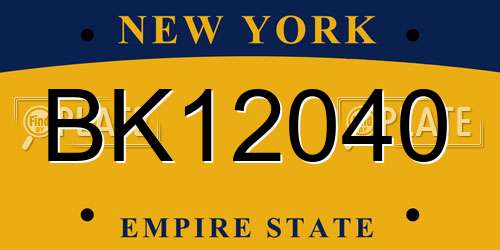 BK12040 New York License Plate