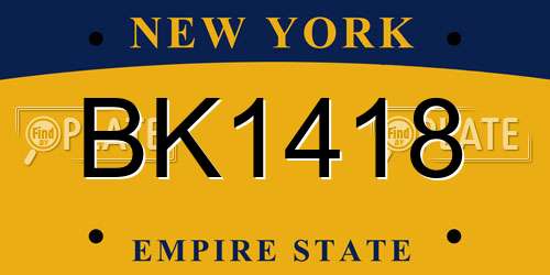 BK1418 New York License Plate