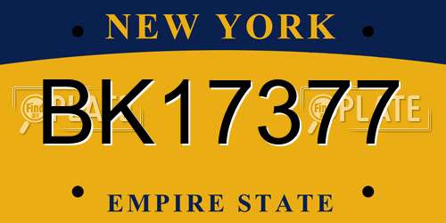 BK17377 New York License Plate