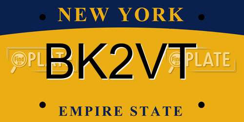BK2VT New York License Plate