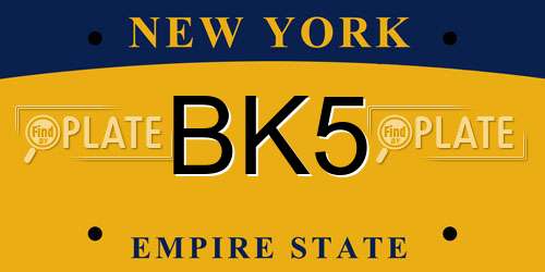 BK5 New York License Plate