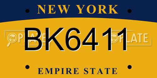 BK6411 New York License Plate