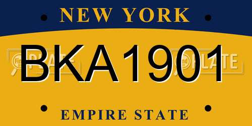 BKA1901 New York License Plate