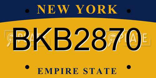 BKB2870 New York License Plate