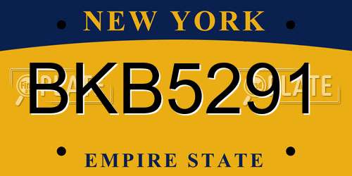 BKB5291 New York License Plate