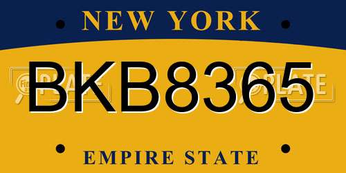 BKB8365 New York License Plate