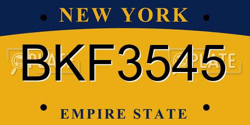 BKF3545 New York License Plate